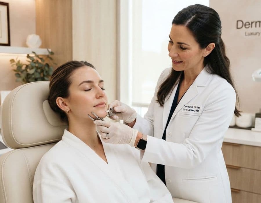 DHA-licensed doctor consulting with a patient at Dermatica
