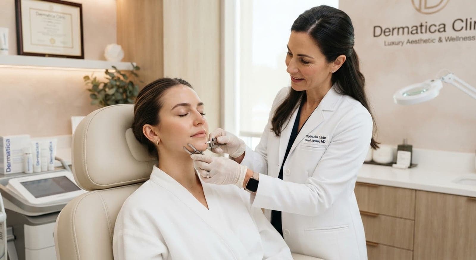 DHA-licensed doctor consulting with a patient at Dermatica