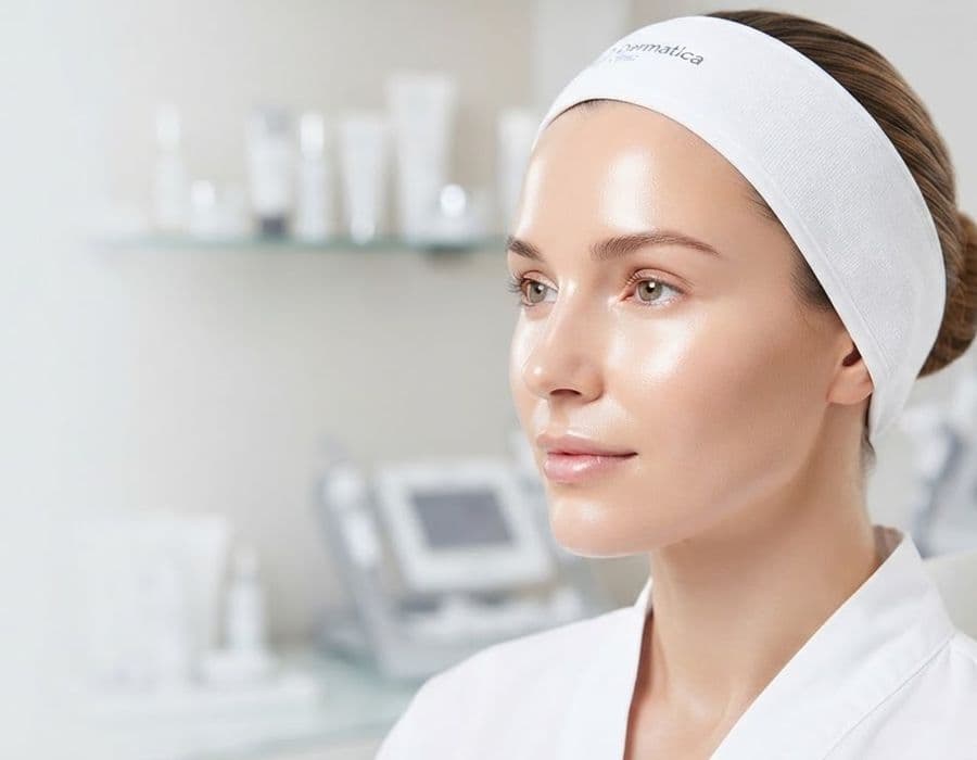 Woman with luminous, healthy skin after a Dermatica facial treatment